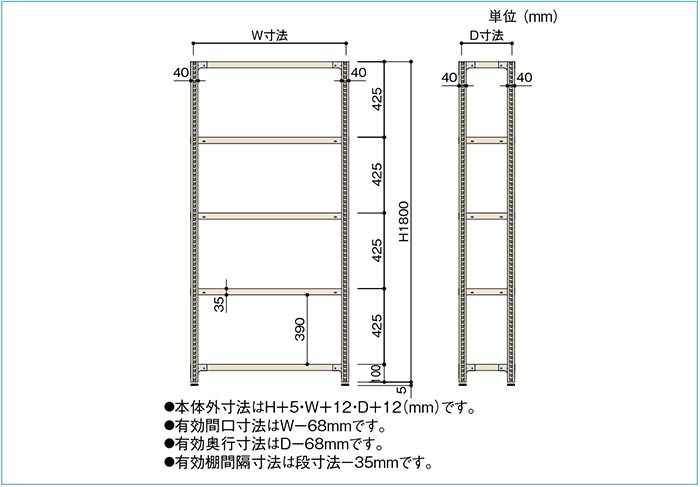 軽量セミボルトレスラック K型(開放型) サングレー